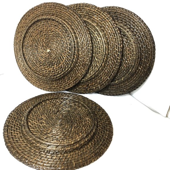 Rattan Charger Espresso Color Set of 4 - Picture 7 of 14